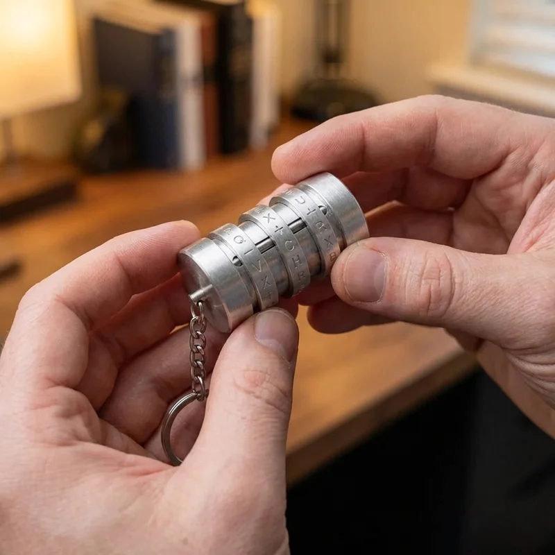 Mini Aluminum Cryptex — Easy 3-Ring Keychain Puzzle - 4