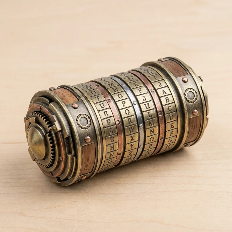 Zinc Alloy Cryptex — Hard 6-Ring Steampunk Combination Lock - 1