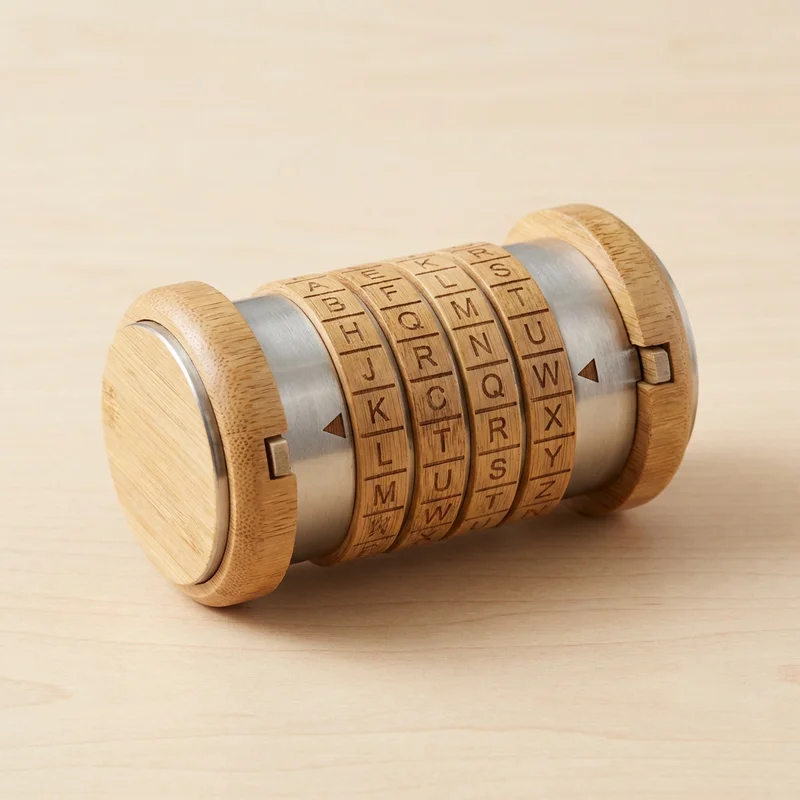 Bamboo Cryptex Puzzle — Medium 4-Ring Eco Code Lock - 1