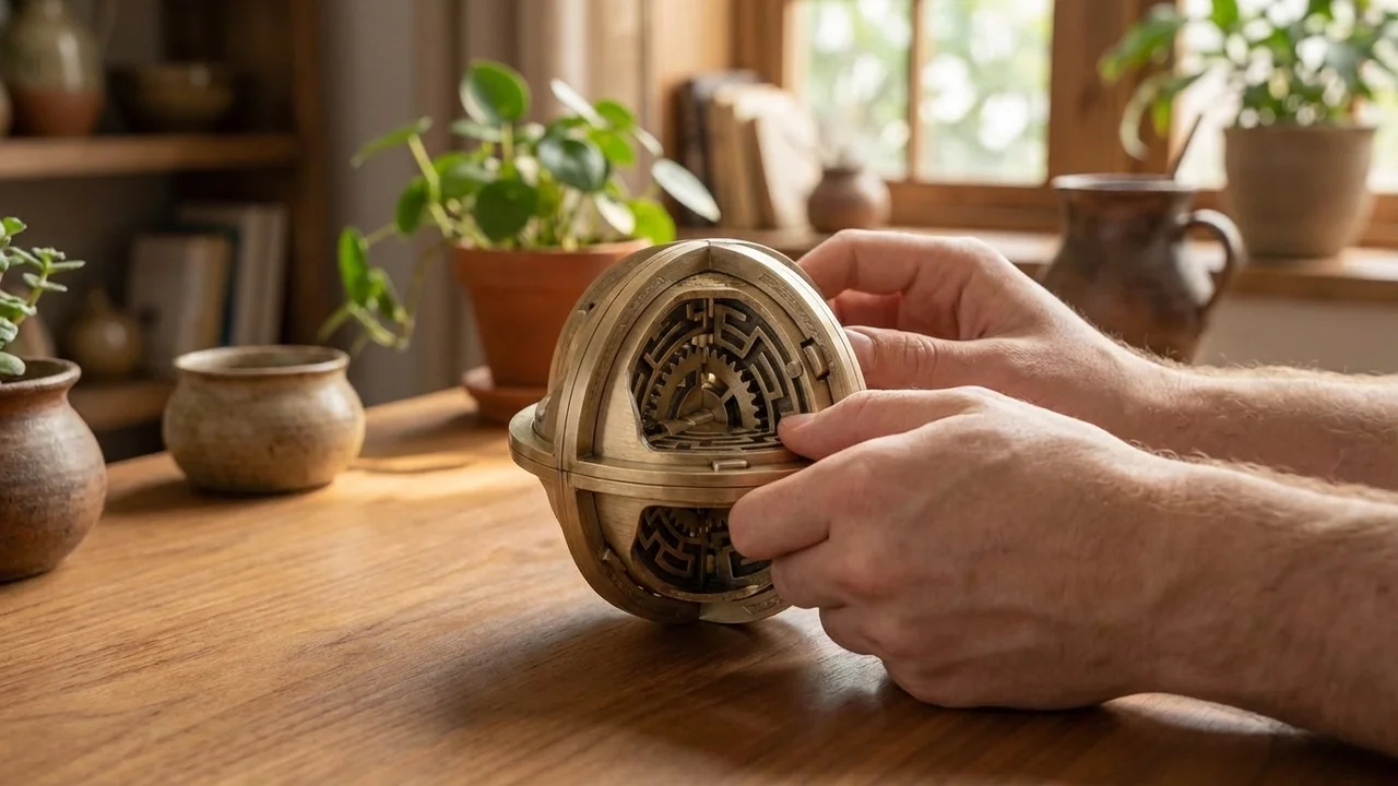 Metal Labyrinth Lock Puzzle — Expert Internal Maze Mechanism - 5