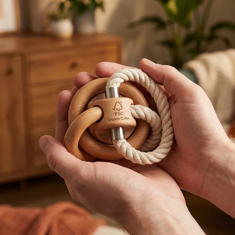 Cotton Rope Loop Puzzle — Easy String-and-Wood Brain Teaser - 4