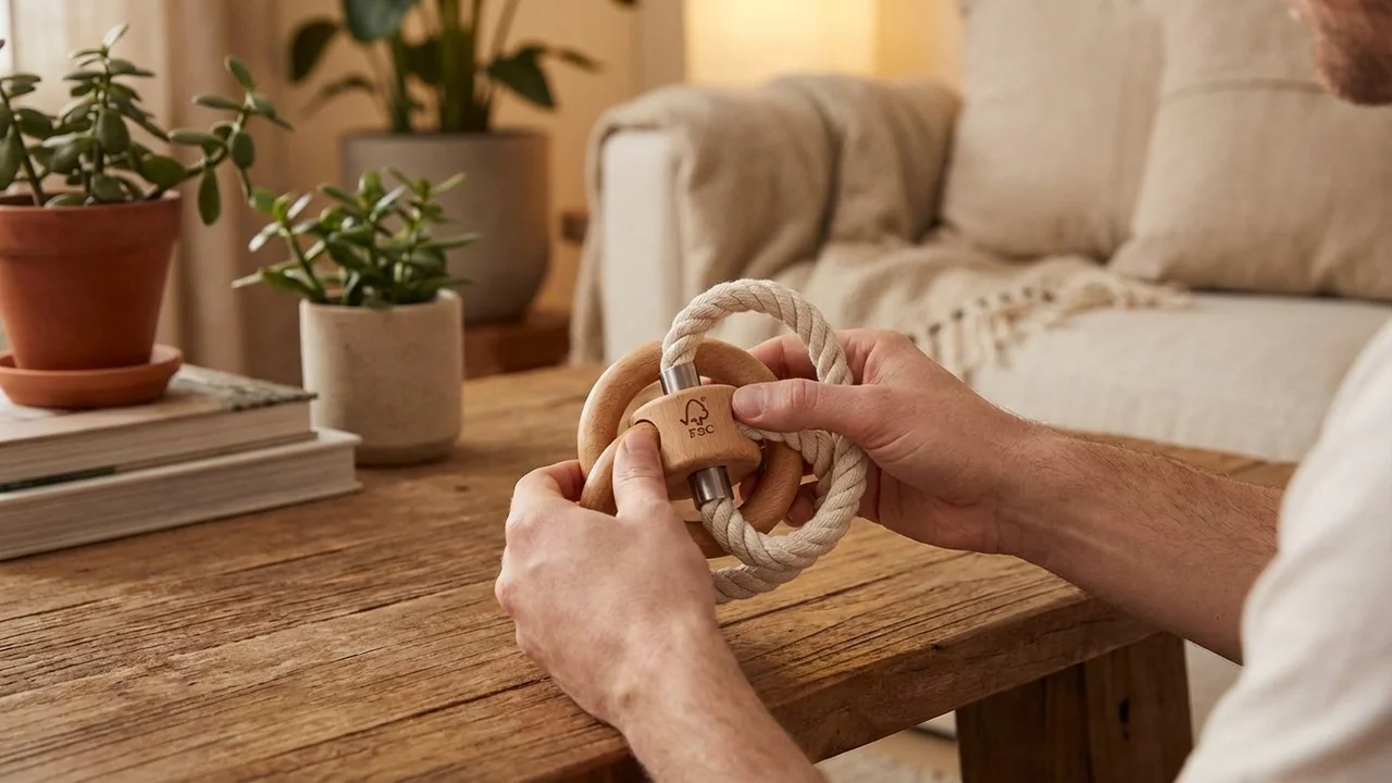 Cotton Rope Loop Puzzle — Easy String-and-Wood Brain Teaser - 5