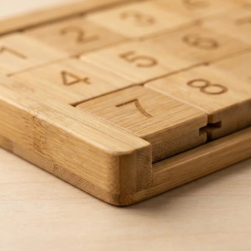 Bamboo Sliding Tile Puzzle — Easy 8-Piece Number Slide - 3
