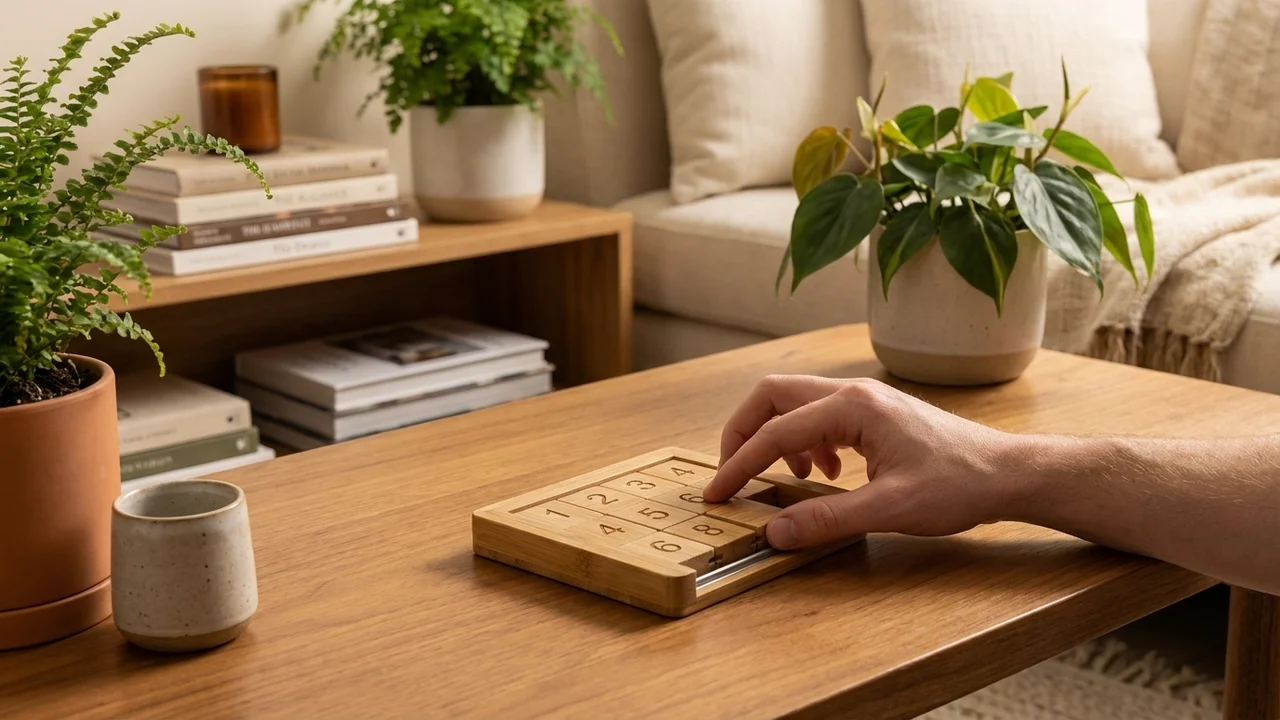 Bamboo Sliding Tile Puzzle — Easy 8-Piece Number Slide - 5