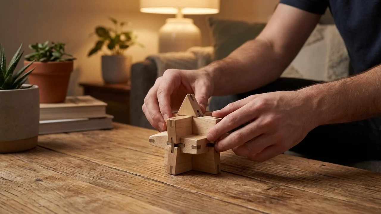 Maple Star Puzzle — Easy 6-Piece Interlocking Brain Teaser - 5