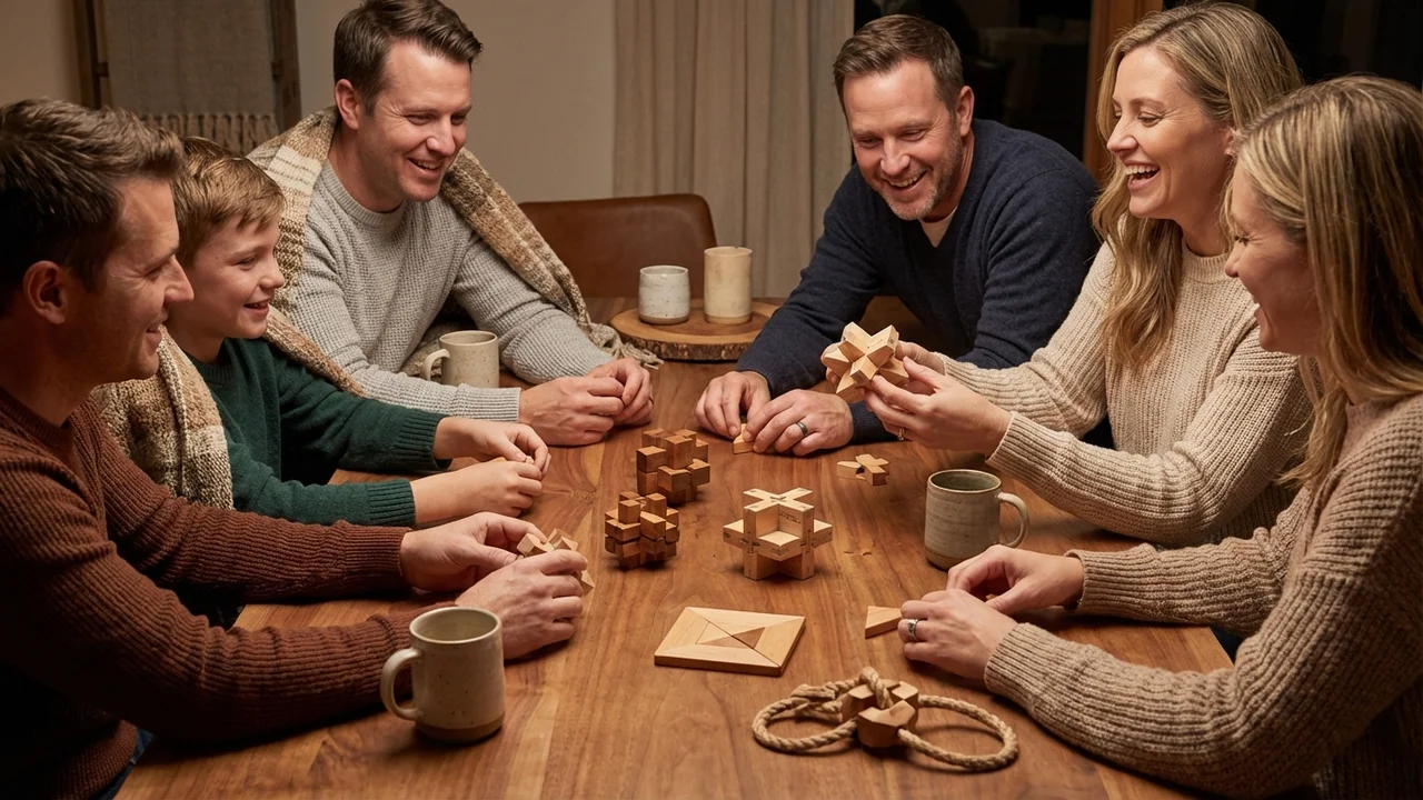 Maple Star Puzzle — Easy 6-Piece Interlocking Brain Teaser - 6