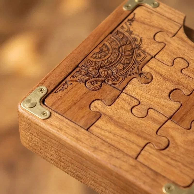 Hardwood Puzzle Wallet — Hard Secret Compartment Gift for Him - 3