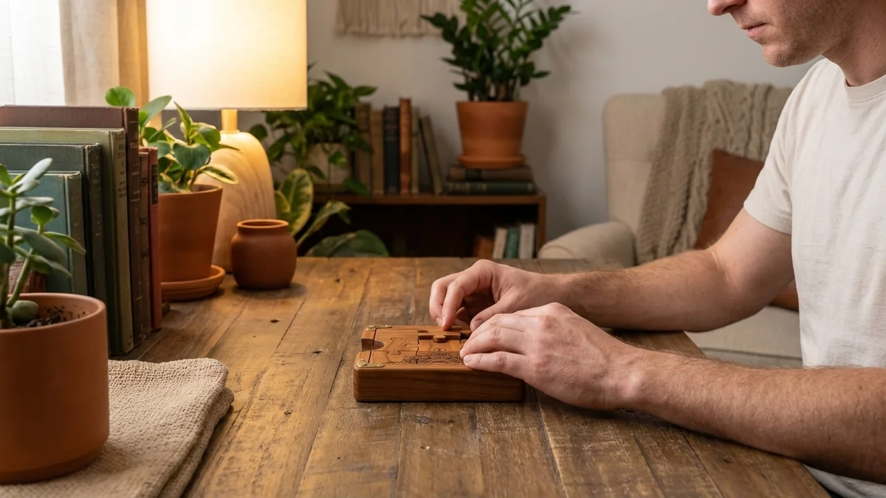 Hardwood Puzzle Wallet — Hard Secret Compartment Gift for Him - 5