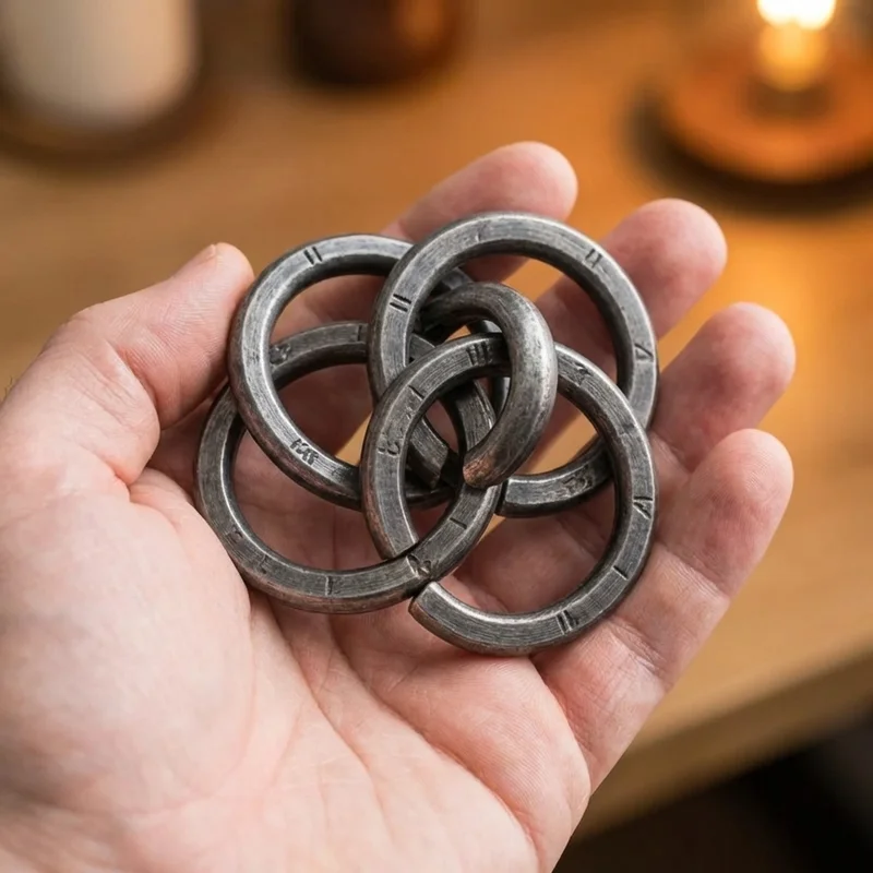 Cast Metal Ring Puzzle Set — Hard 4-Piece Challenge for Him - 4