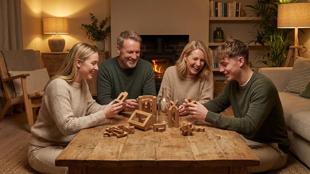 Oak Bottle Puzzle — Medium Wooden Cage Gift for Him - 6