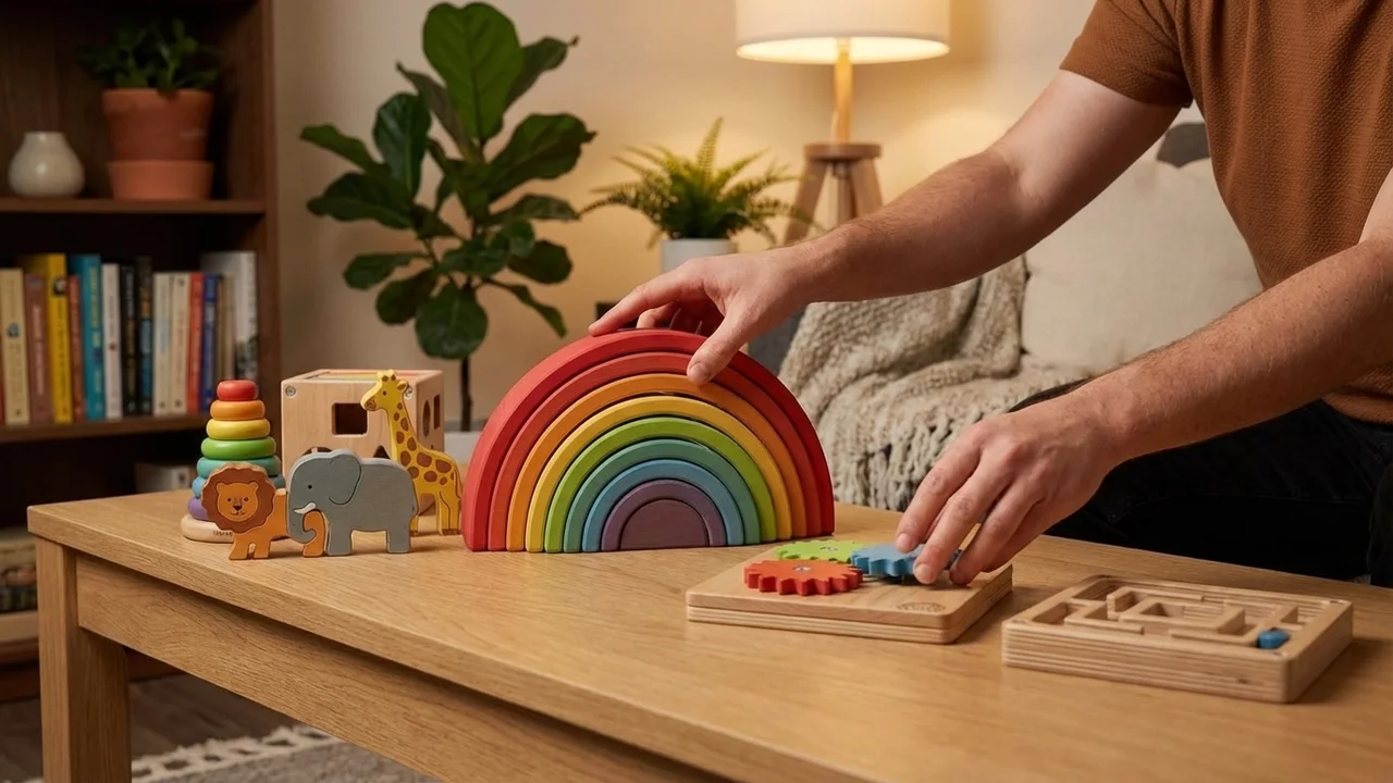 Rainbow Wooden Puzzle Adventure Set — Easy 6-Puzzle Starter Kit - 5