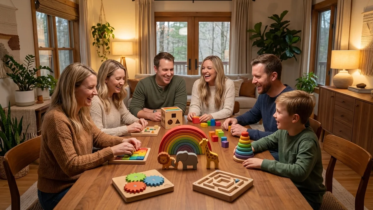 Rainbow Wooden Puzzle Adventure Set — Easy 6-Puzzle Starter Kit - 6