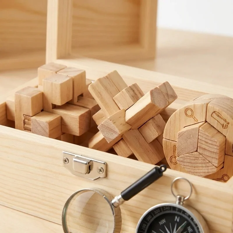 Junior Detective Wooden Escape Kit — Medium 3-Puzzle Mystery - 3