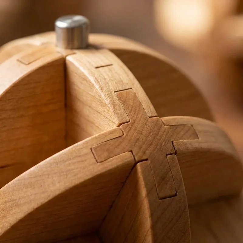 Maple Wood Sphere Puzzle — Expert 18-Piece Globe Brain Teaser - 3