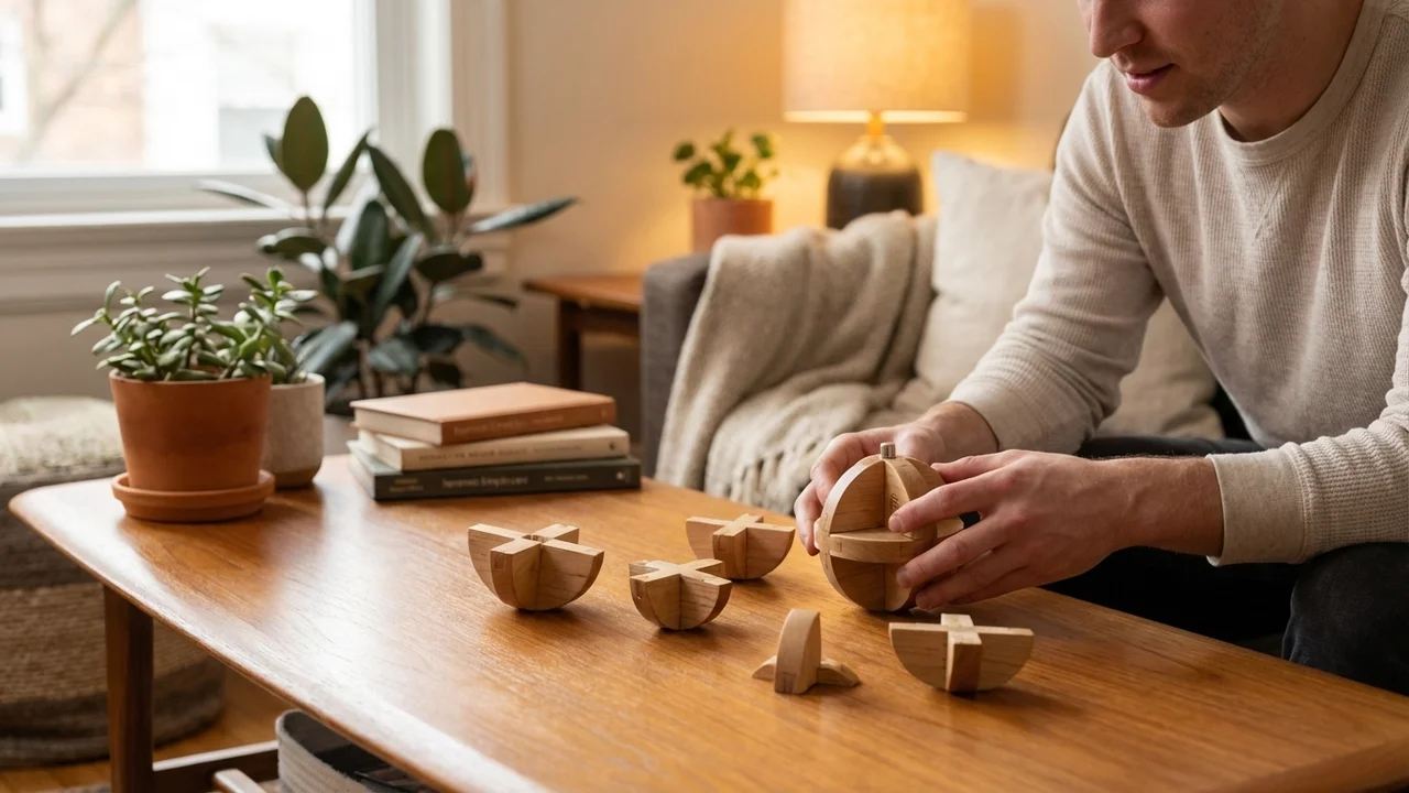 Maple Wood Sphere Puzzle — Expert 18-Piece Globe Brain Teaser - 5