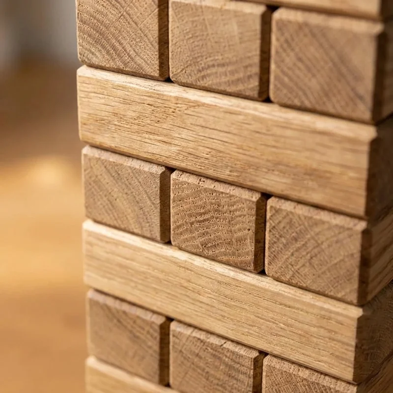 Oak Wood Tower Puzzle — Medium 9-Piece Stacking Brain Teaser - 3