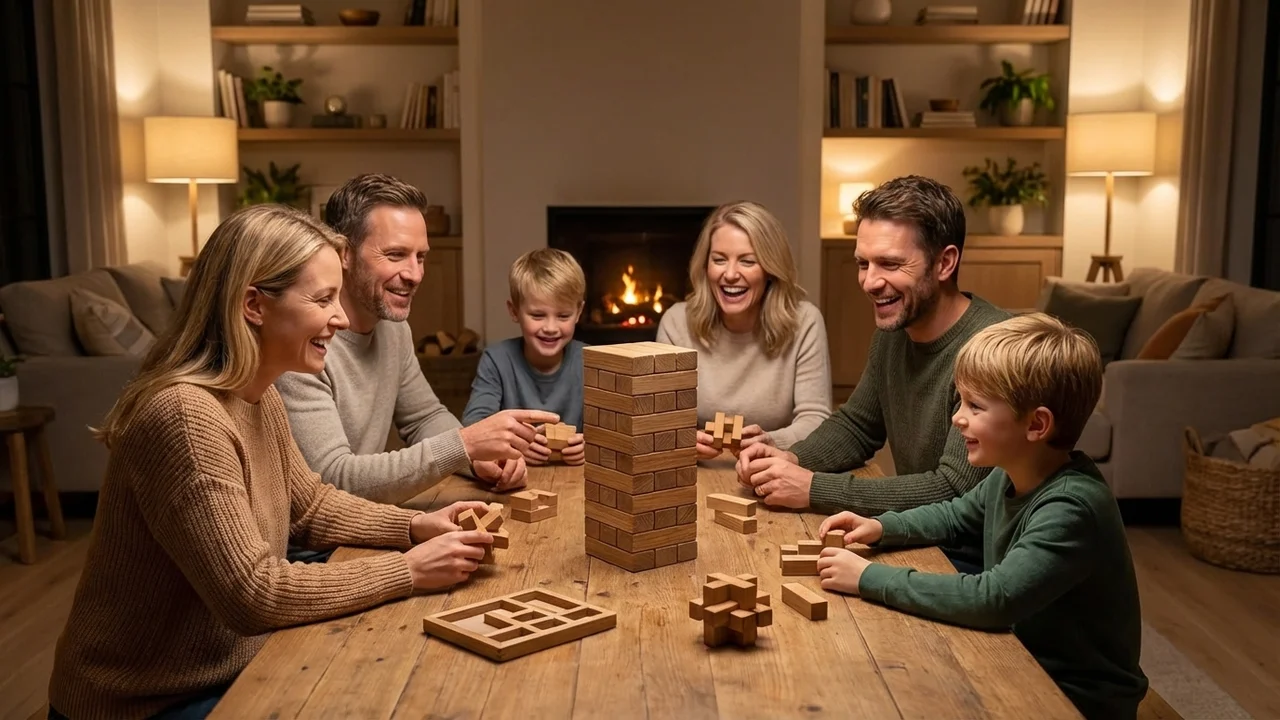 Oak Wood Tower Puzzle — Medium 9-Piece Stacking Brain Teaser - 6