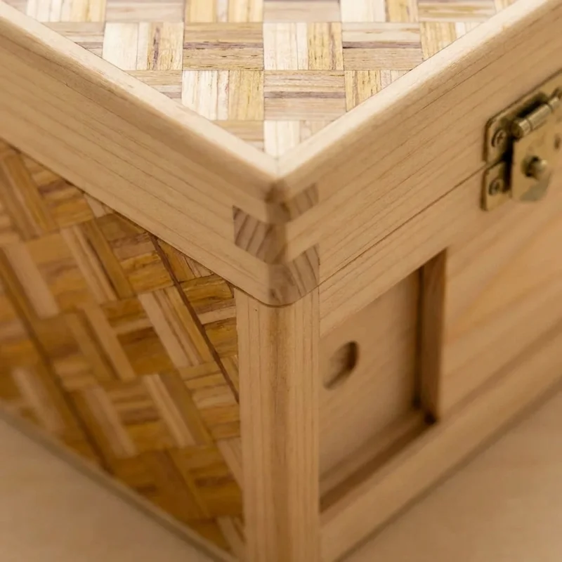 Hinoki Yosegi Puzzle Box — Medium 12-Step Secret Compartment - 3