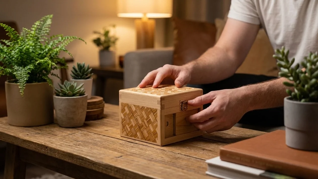 Hinoki Yosegi Puzzle Box — Medium 12-Step Secret Compartment - 5