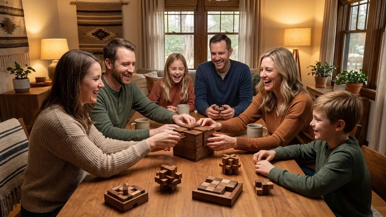 Walnut Japanese Puzzle Box — Hard 21-Step Hidden Drawer - 6