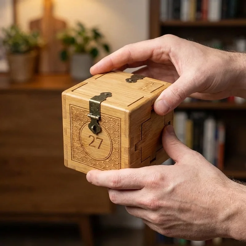 Bamboo Karakuri Trick Box — Expert 27-Step Mechanism - 4