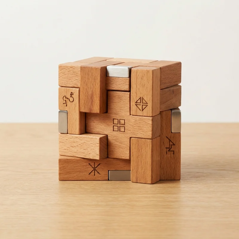 Wooden Logic Grid Puzzle — Medium Deduction Challenge - 1