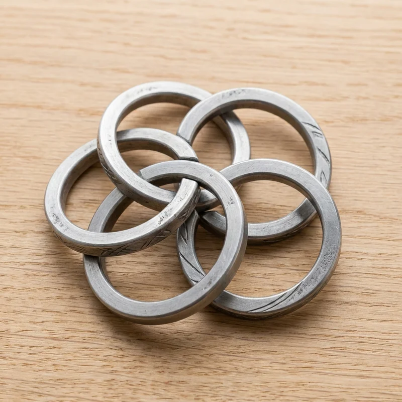 Recycled Steel Logic Rings — Hard Interlocking Puzzle - 1