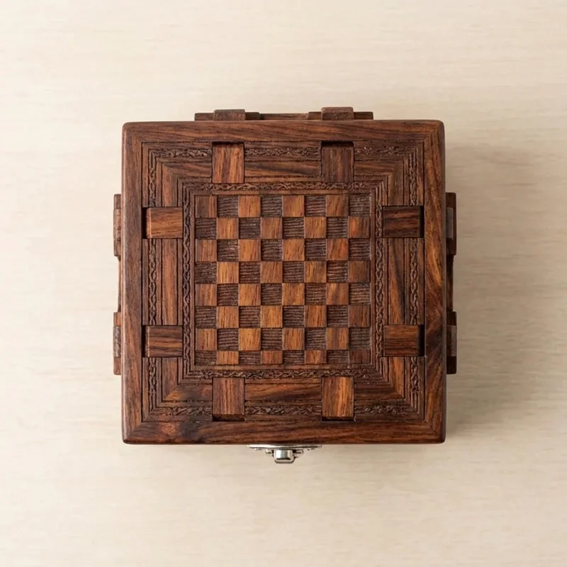 Rosewood Chess Puzzle Box — Expert Handcrafted Secret Compartment - 2