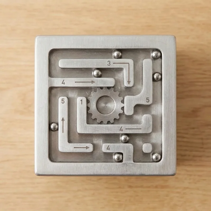 Metal Ball Bearing Labyrinth — Industrial 3D Maze Cube - 2