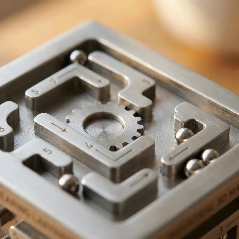 Metal Ball Bearing Labyrinth — Industrial 3D Maze Cube - 3