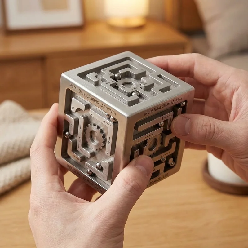 Metal Ball Bearing Labyrinth — Industrial 3D Maze Cube - 4