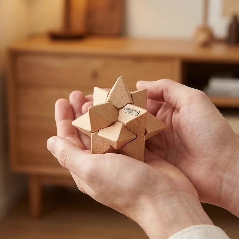 Mini Wooden Star Puzzle — Pocket-Size Sustainable Brain Teaser - 4