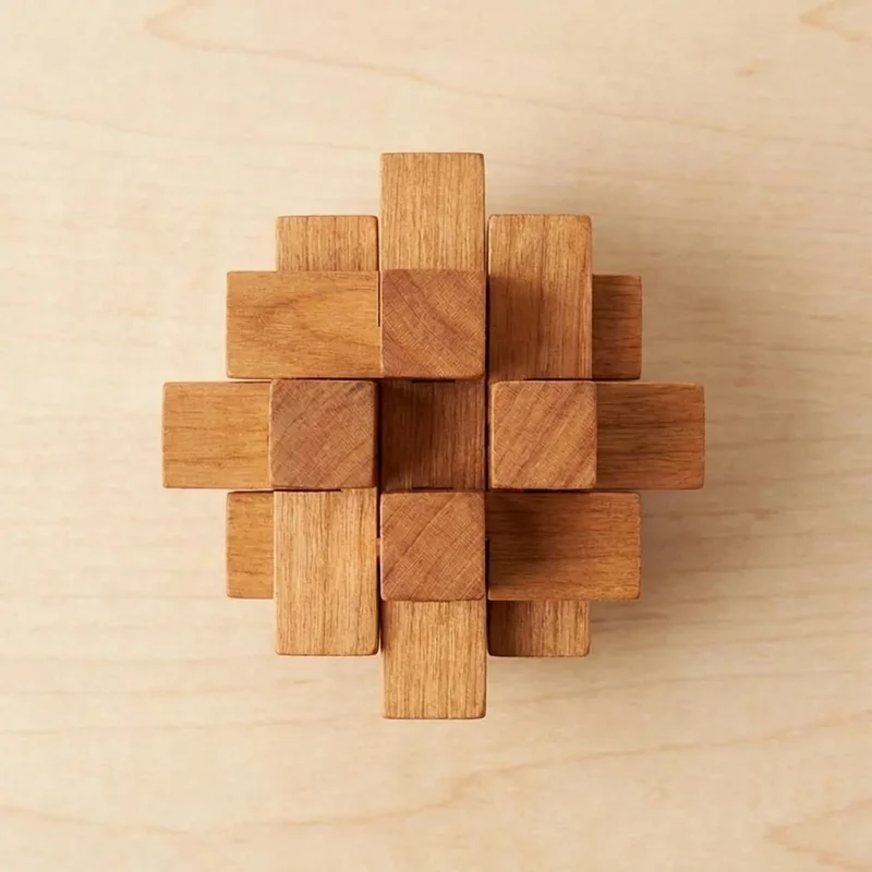 Mini Wooden Cross Knot — Pocket Burr Puzzle in Cherry Wood - 2
