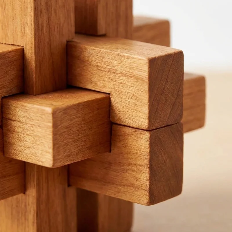 Mini Wooden Cross Knot — Pocket Burr Puzzle in Cherry Wood - 3