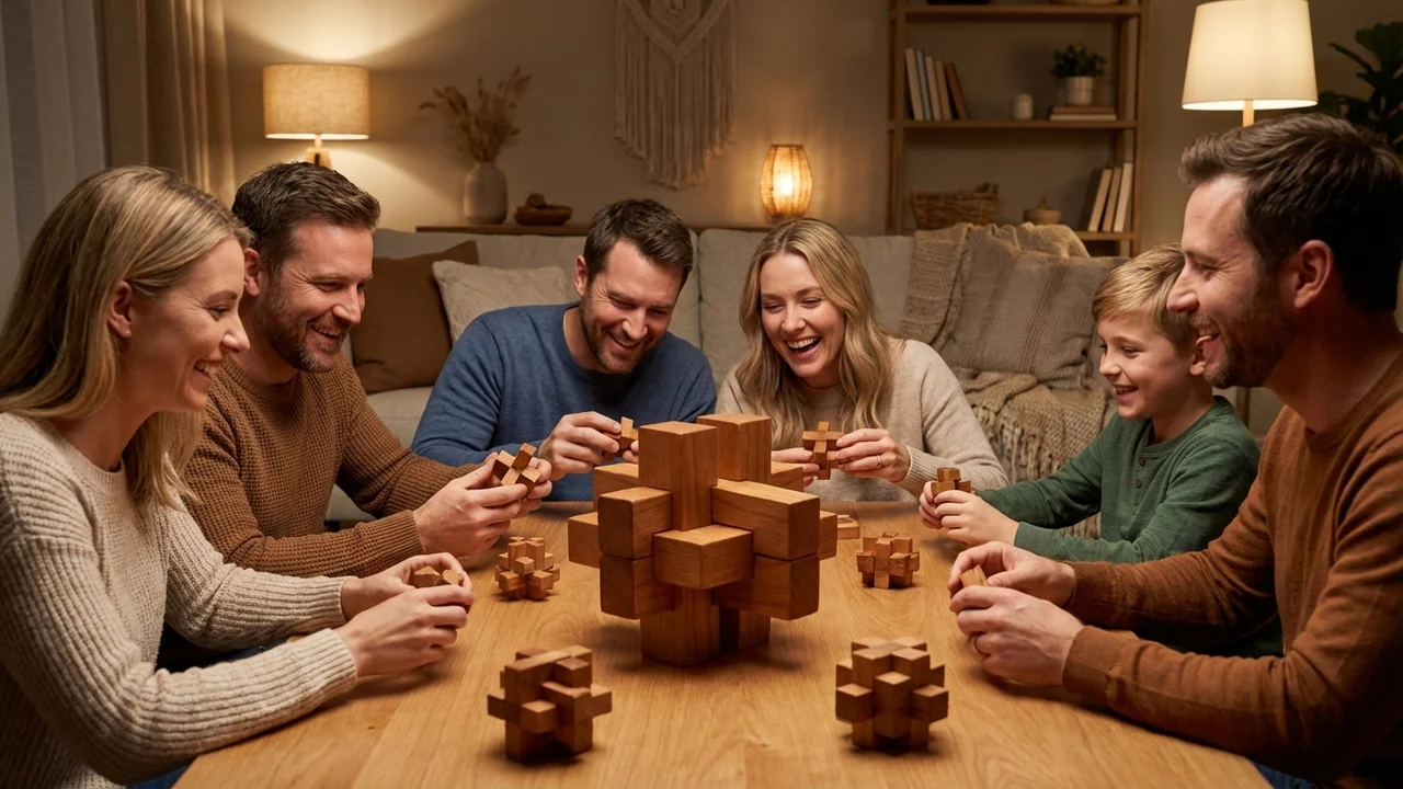 Mini Wooden Cross Knot — Pocket Burr Puzzle in Cherry Wood - 6