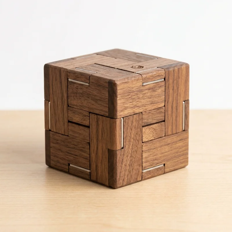 Mini Wooden Cube Cage — Tiny Sustainable Puzzle Box - 1