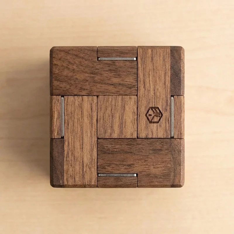 Mini Wooden Cube Cage — Tiny Sustainable Puzzle Box - 2
