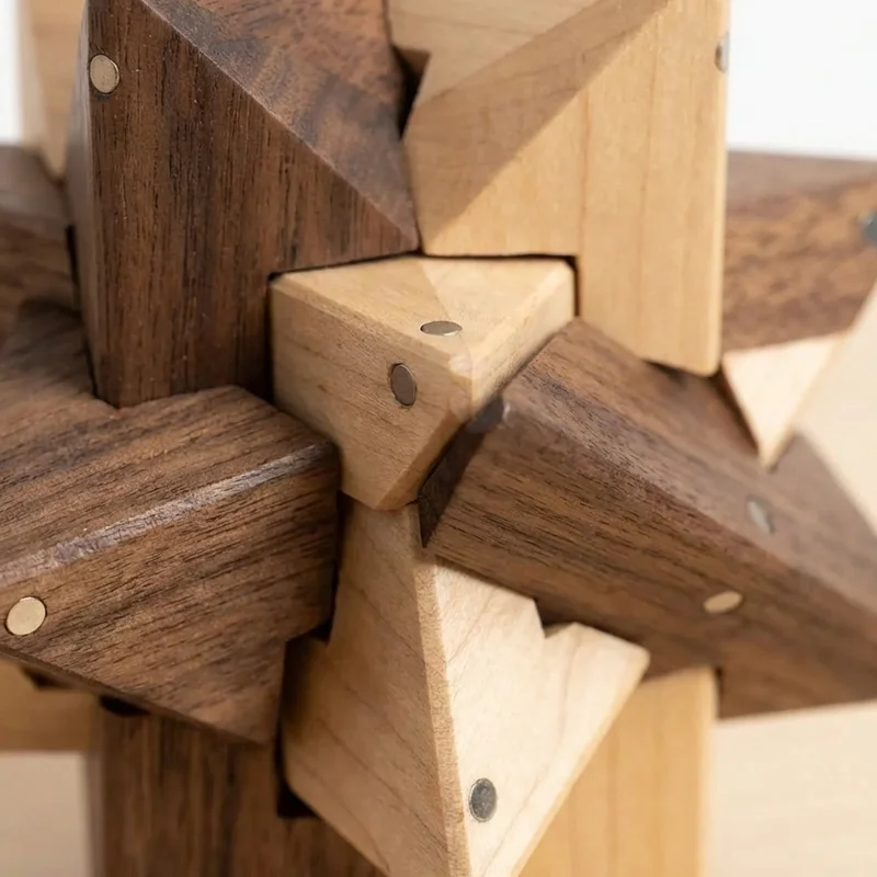 Hardwood Geometric Puzzle — Medium 12-Point Star - 3