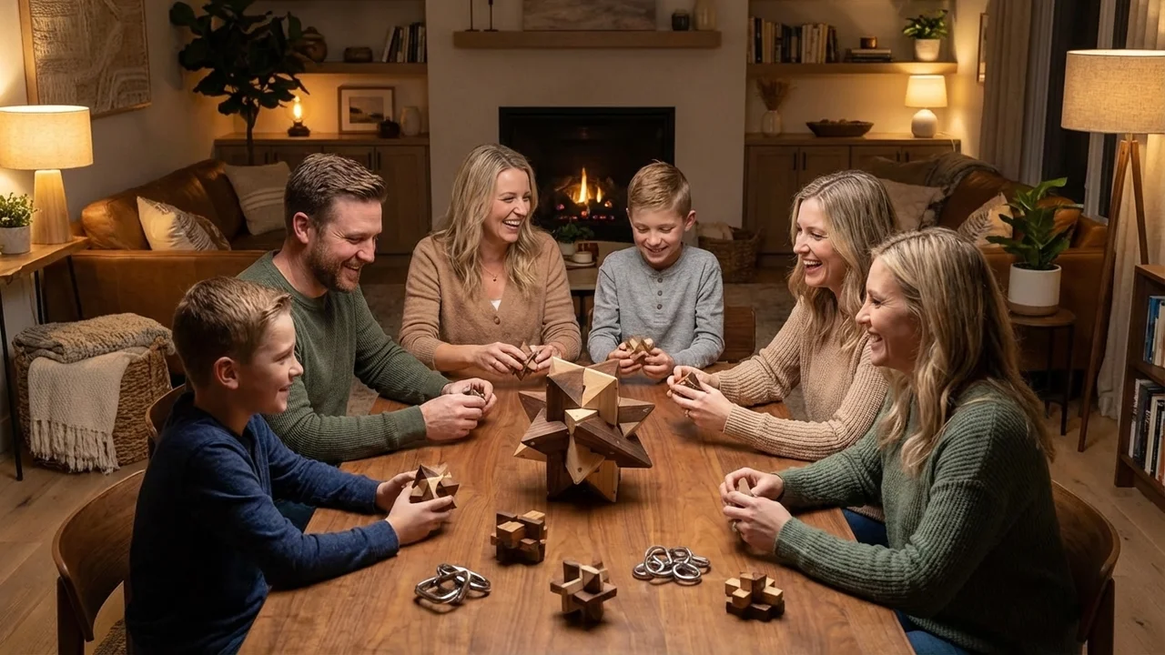 Hardwood Geometric Puzzle — Medium 12-Point Star - 6