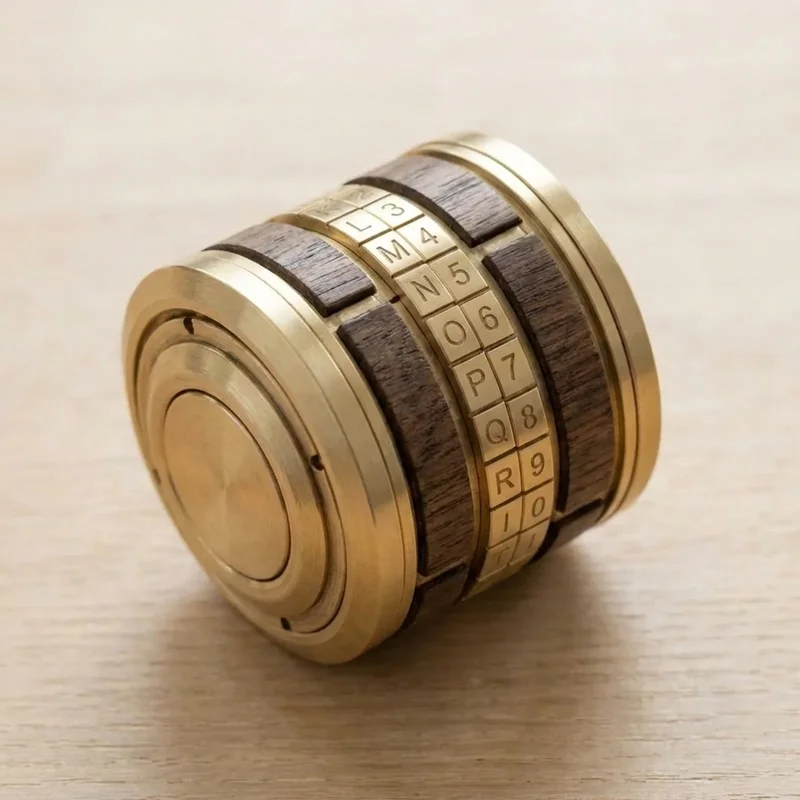 Brass & Wood Cryptex Puzzle — Expert Code-Breaking Lock - 2