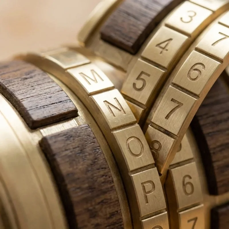 Brass & Wood Cryptex Puzzle — Expert Code-Breaking Lock - 3