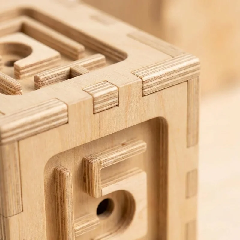 Wooden Labyrinth Cube — Medium 3D Maze for Young Solvers - 3