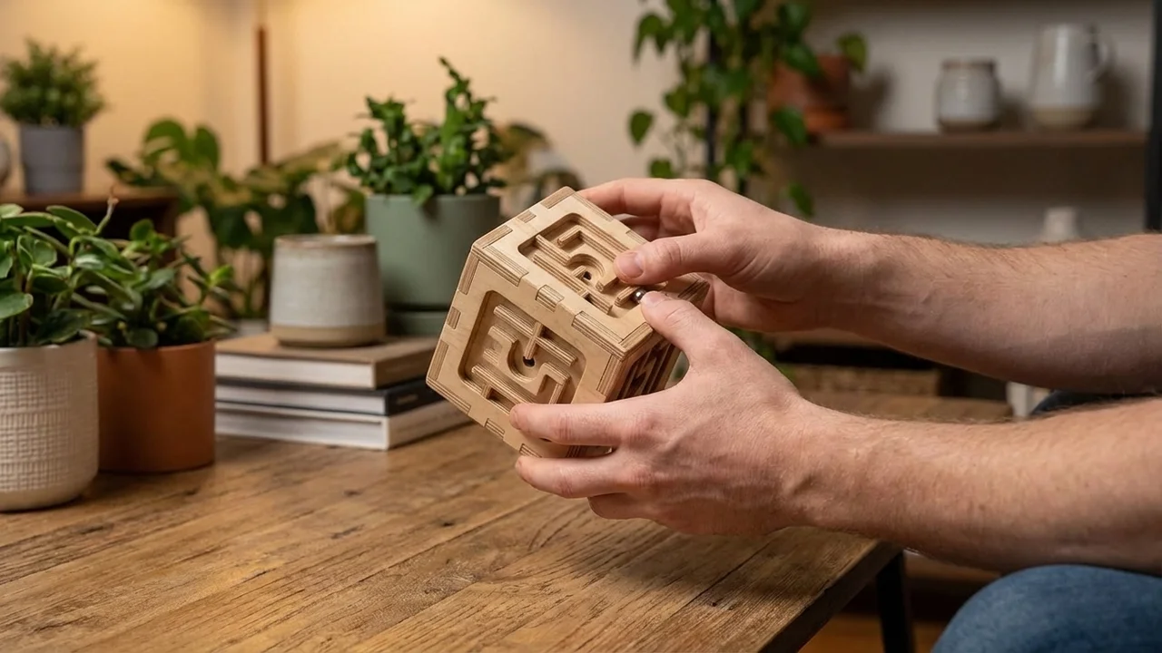 Wooden Labyrinth Cube — Medium 3D Maze for Young Solvers - 5