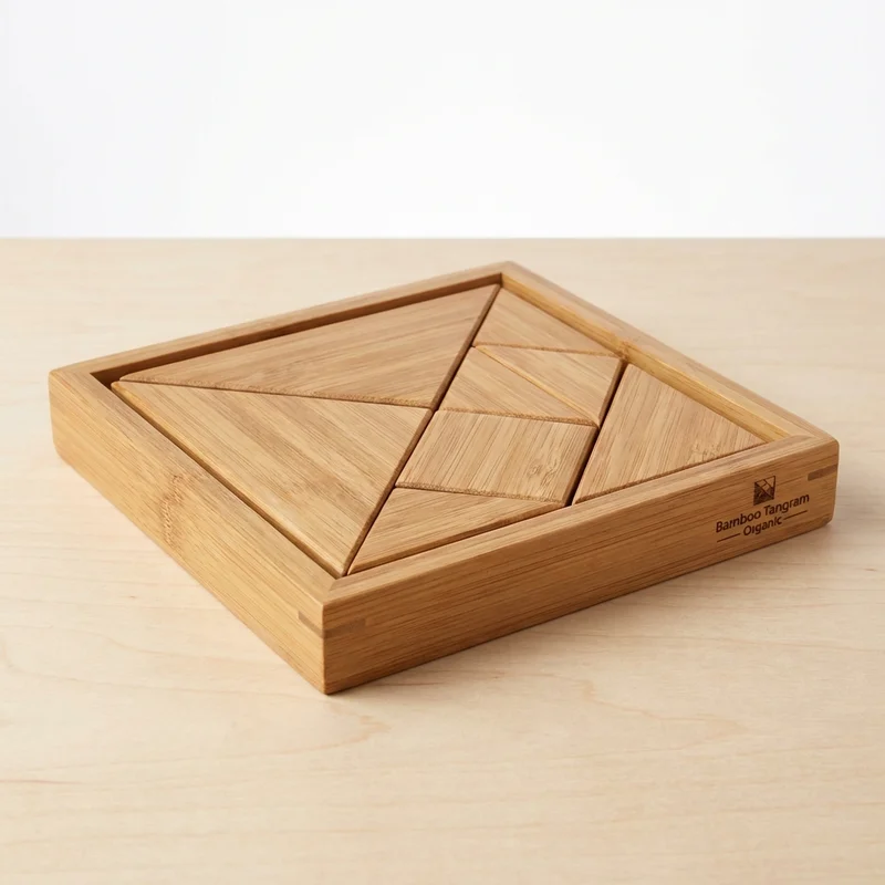 Bamboo Tangram Puzzle — Medium Classic Geometry Set - 1