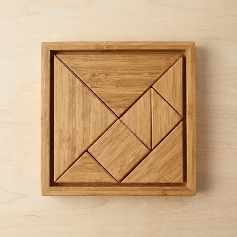 Bamboo Tangram Puzzle — Medium Classic Geometry Set - 2
