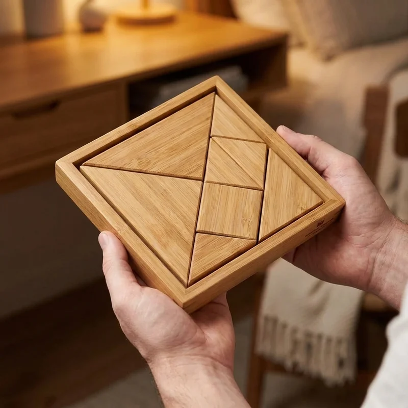 Bamboo Tangram Puzzle — Medium Classic Geometry Set - 4