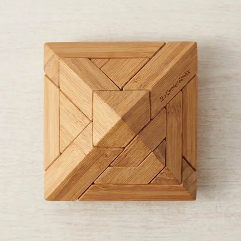 Eco-Friendly Bamboo Pyramid — Hard 6-Piece Stacking Puzzle - 2