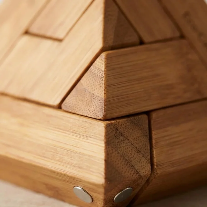 Eco-Friendly Bamboo Pyramid — Hard 6-Piece Stacking Puzzle - 3