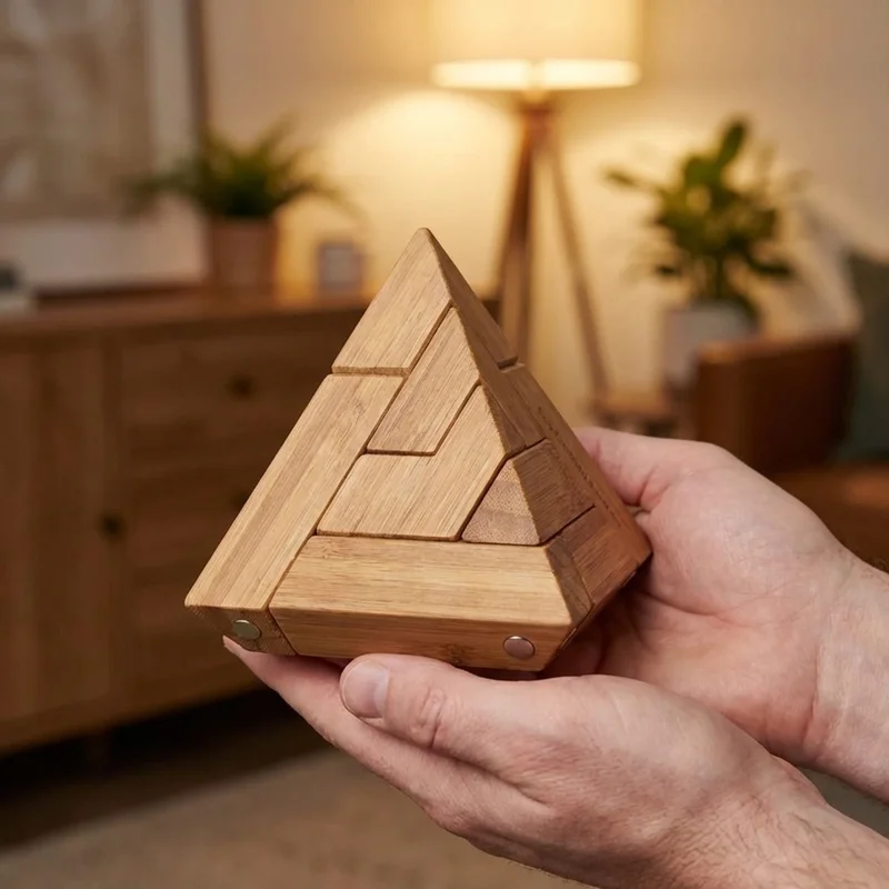 Eco-Friendly Bamboo Pyramid — Hard 6-Piece Stacking Puzzle - 4