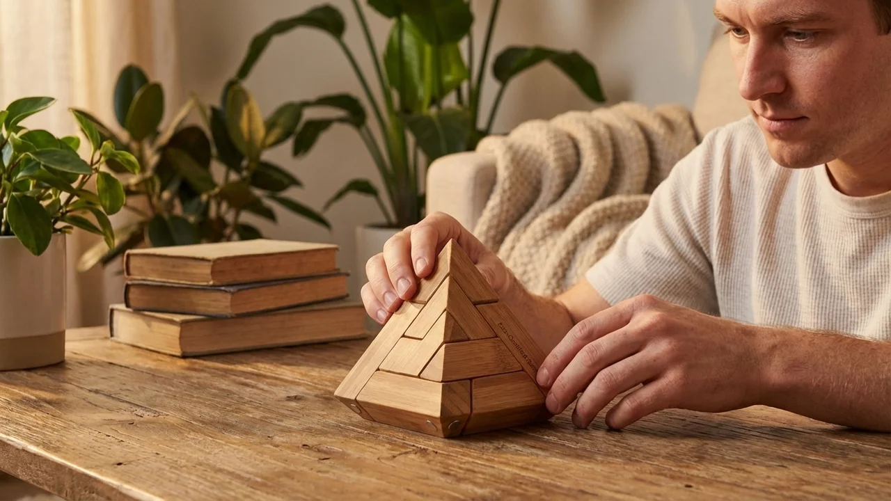 Eco-Friendly Bamboo Pyramid — Hard 6-Piece Stacking Puzzle - 5